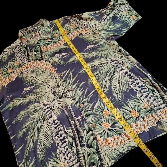 Tommy Bahama Silk Button-up Hawaiian Tropical Green Men Size Large - Picture 16 of 16